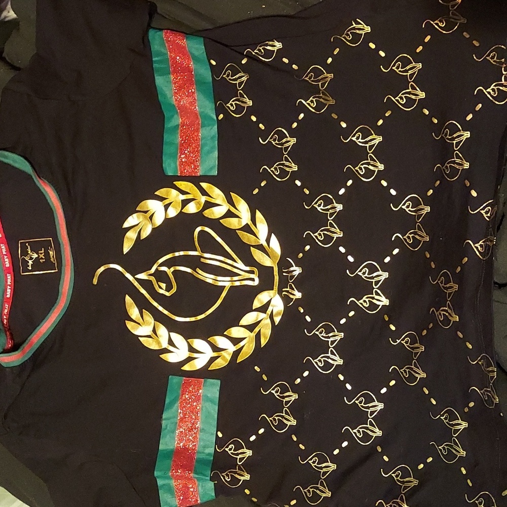 Gucci who? This baby phat. Vintage iconic sparkly graphic tee. Golden kitty.